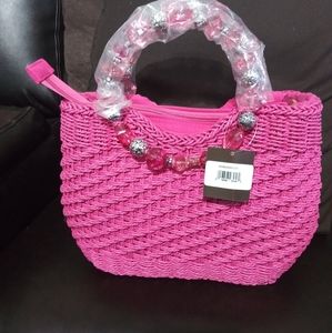 Pink Kelly and Katie straw bag